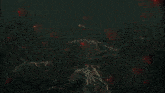 a video game scene with red flames coming out of the ground