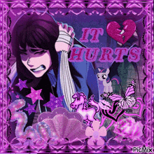 a picture of a girl with a bandage on her hand and the words it hurts