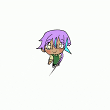 a drawing of a cartoon character with purple hair and blue hair .