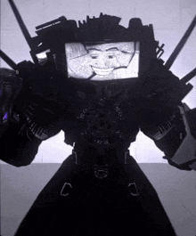 a robot with a screen on its head that says ' a ' on it