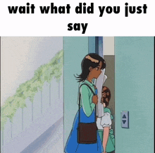 a cartoon of a girl holding a piece of paper with the words wait what did you just say below her