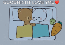 a cartoon of two teddy bears hugging each other with the words goodnight love you below them
