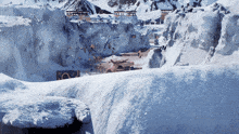a snowy landscape with a sign that says " no "