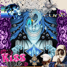 a collage of images with the words kiss me in pink