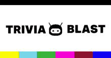 a logo for trivia blast with a robot icon