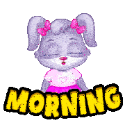 a cartoon illustration of a bunny girl with the words morning written below her