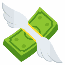 money with wings objects joypixels losing money transferring money