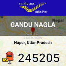 a map showing the location of gandu nagla in uttar pradesh .