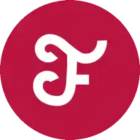 a red circle with a white letter f inside