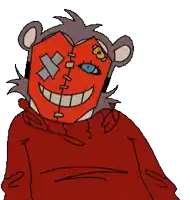 a drawing of a teddy bear wearing a red hoodie