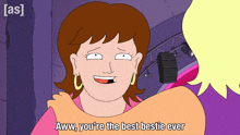 a cartoon of a woman saying awww you 're the best bestie ever
