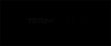 the logo for terminator dark fate is displayed on a black background