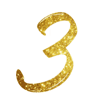 animated text gold glitters sparkle number3