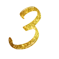 the number 3 is made of gold glitter