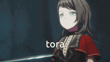 a picture of a girl with the word tora written on it