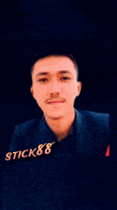 a man 's face is shown with the name stick88 on the bottom