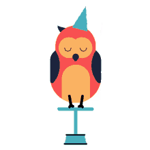 circus owl balance party hat sleepy