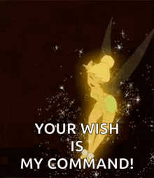 a picture of a golden statue with the words `` your wish is my command '' .