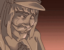 a cartoon drawing of a man with a hat and a mustache