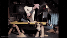 Wallace And Gromit Sawing GIF