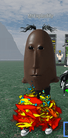 a cartoon character with the name mr explodify written on it