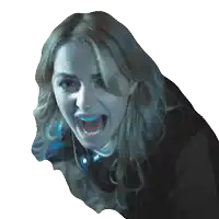 a woman is screaming with her mouth open