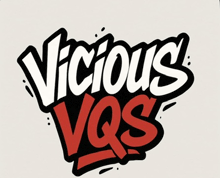 a logo that says vicious vqs in red and black