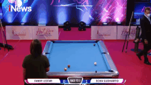 fanny lestari is playing pool against echa sudharto