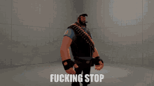 a cartoon character says fucking stop on the bottom