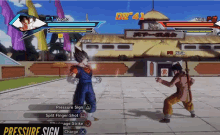 a screenshot of a video game shows a character named vegito fighting another character