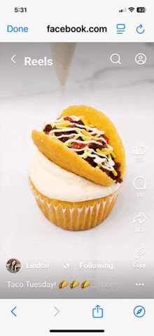 a screenshot of a taco tuesday cupcake from facebook.com