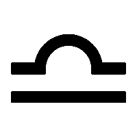 a black and white icon of a scales sign