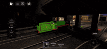 a screenshot of a video game shows a green train