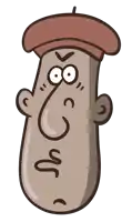 a cartoon drawing of a man wearing a hat