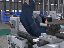 a computer generated image of a man working on a machine with a label on the machine that says ' a ' on it