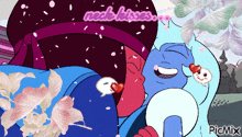 a cartoon of a couple kissing with the words neck kisses above them