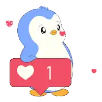 a penguin holding a bouquet of red roses next to a heart shaped icon that says 520