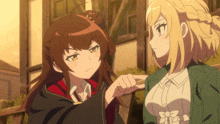 a couple of anime girls standing next to each other