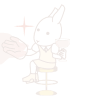 a cartoon of a rabbit sitting on a bar stool holding a wine glass