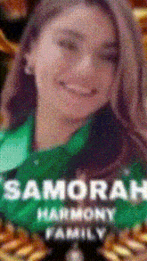 a picture of a smiling woman with the name samorah harmony family
