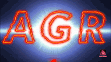 the word agr is glowing in red and yellow