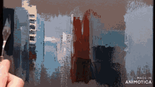 a person is painting a picture with the words made in animotica at the bottom