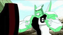 a cartoon character with a watch on his chest