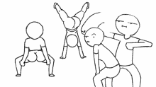 a drawing of a group of people doing a handstand