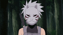 a cartoon character wearing a cat mask with a sword