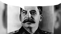 a black and white photo of a man with a mustache and a speech bubble behind him .