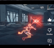 a screenshot of a video game with a thumbs up like and dislike button