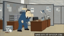 Stan Vuelca La Mesa GIF - Tirar Mesa Oficina Trabajo GIFs