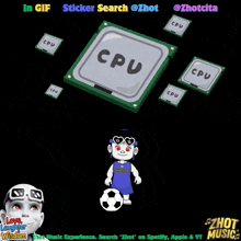 a cpu is surrounded by other cpu stickers