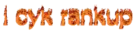 the word rankup is burning in orange flames